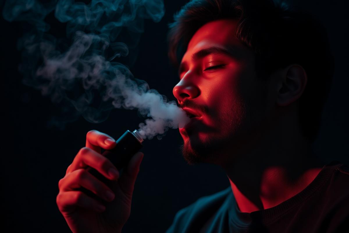 Person vaping a device bought at The Vape Lounge Javea (Xàbia)
